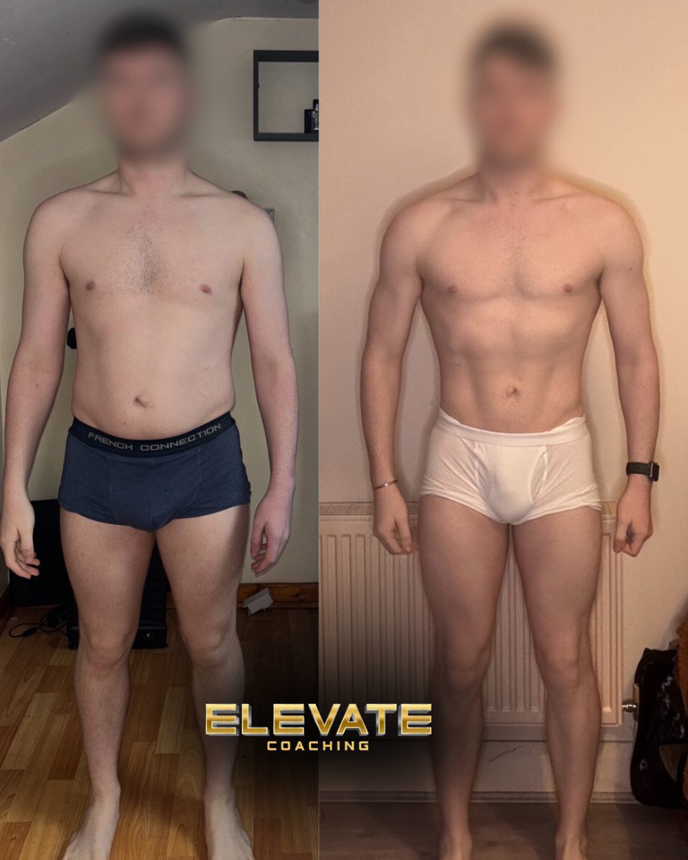 Client before and after transformation, front view